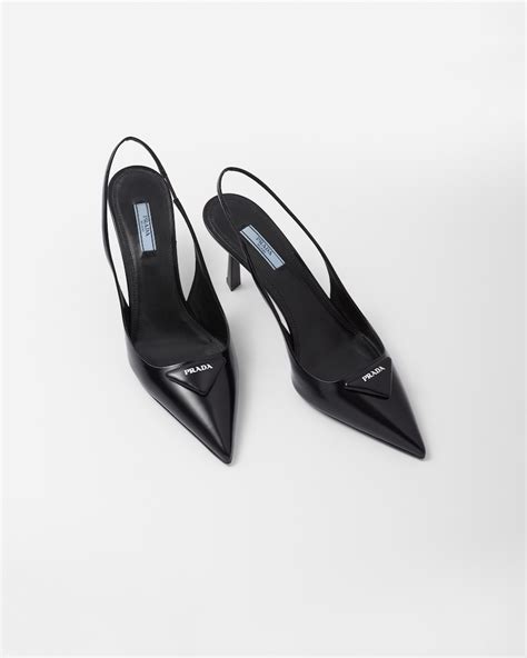 prada metal heel pump|prada brushed leather slingback pumps.